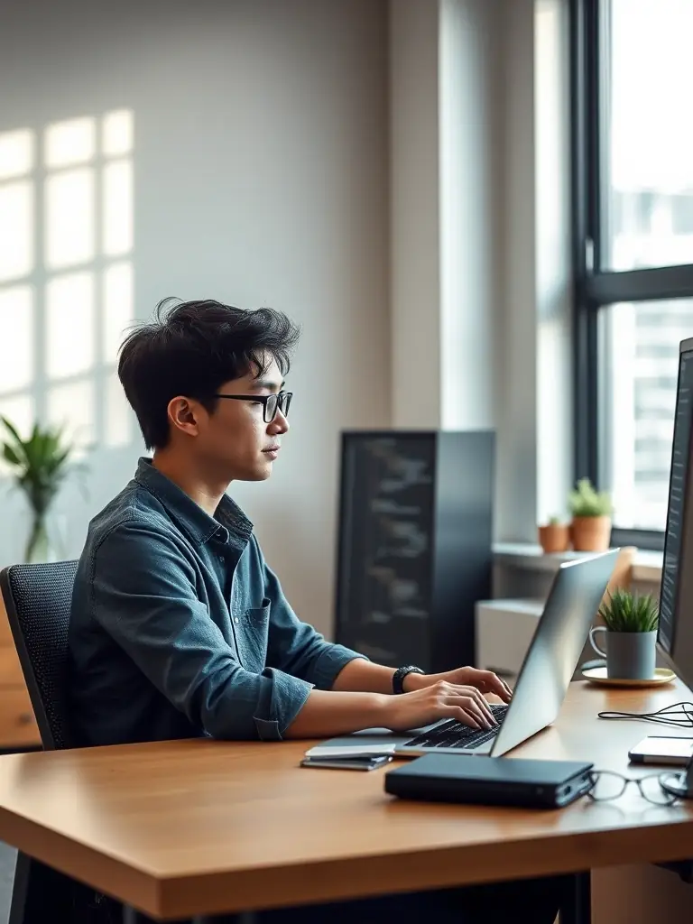 An image showing a content creator developing various types of content, such as blog posts, videos, and infographics, demonstrating MarketBoost's comprehensive content creation capabilities.